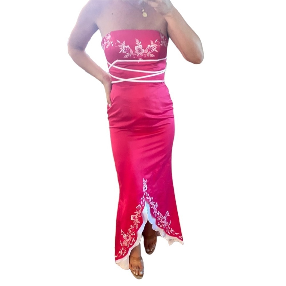 Jovani Hot Pink Strapless Gown